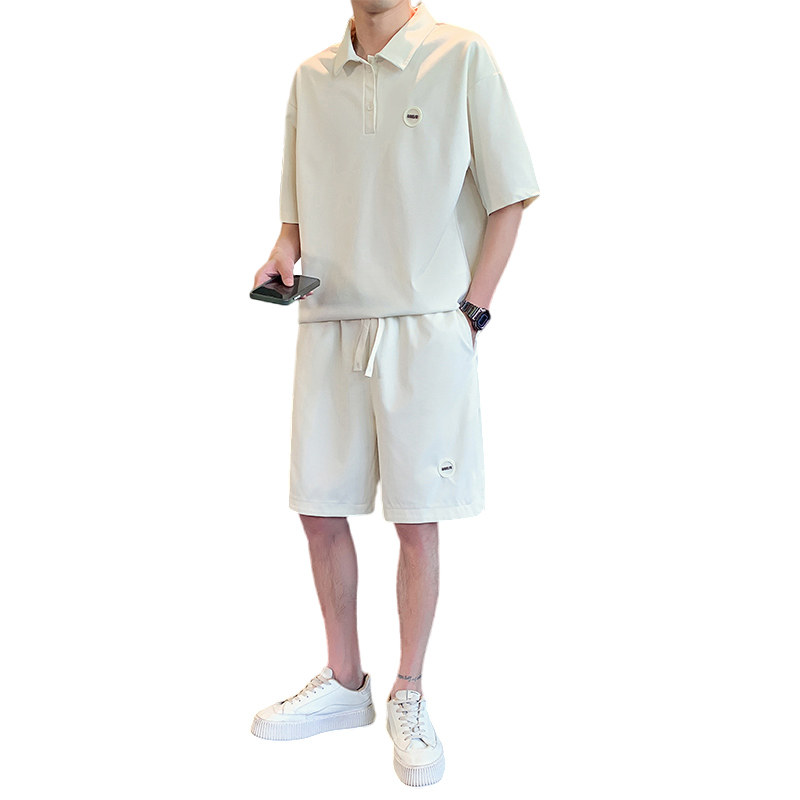 社会小伙夏季男士纯色套装短袖短裤时尚潮牌两件套C208-8883-P88,男装牛仔裤,电商C208