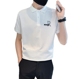 2025夏季商务男装短袖Polo衫字母刺绣白色短袖t恤C208-8876-特P48，男装T恤，电商C208