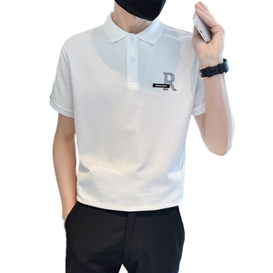 2025夏季商务男装短袖Polo衫字母刺绣白色短袖t恤C208-8876-特P48图片