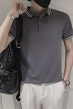 青少年夏季纯色修身POLO衫韩版潮流男士半袖t恤C203-8804-P58，男装T恤，电商C208