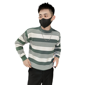 社会小伙秋冬男士条纹针织衫圆领套头修身打底毛衣C203-8845-P68图片
