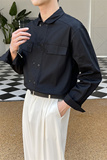 秋季新款男士纯色工装衬衫轻奢风黑色潮牌休闲上衣男C203-1069，男装衬衫，电商C208