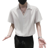 2026夏季潮流短袖衬衫青年帅气时尚休闲尖领衬衣男C203-8820P58，男装T恤，电商C208
