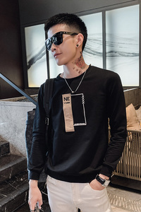 社会小伙春季男士套头圆领长袖卫衣时尚休闲刺绣上衣C203-5062P45图片