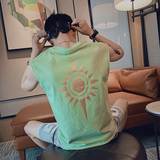 2026夏季新款潮牌无袖T恤金太阳印花男士纯棉背心男C203-5035-P28，男装背心/马甲，电商C208