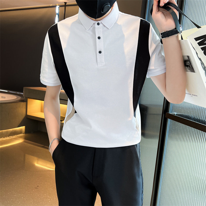 社会小伙夏季短袖polo衫翻领撞色半袖t恤潮牌体恤男C203-8855-P58,男装T恤,电商C208