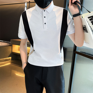 社会小伙夏季短袖polo衫翻领撞色半袖t恤潮牌体恤男C203-8855-P58图片