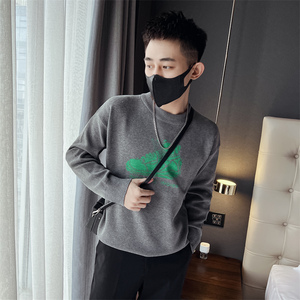 社会小伙冬季男士圆领针织衫时尚潮流修身提花毛衣男C203-8842P68图片