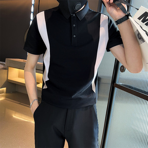 社会小伙夏季短袖polo衫翻领撞色半袖t恤潮牌体恤男C203-8855-P58图片