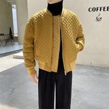 2025新款男士纯色短款棉夹克绿色休闲秋冬季羽绒棉服C203-1065P98，男装夹克，电商C208