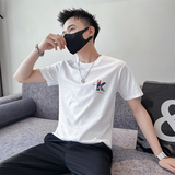 社会小伙青年男生印花短袖T恤夏季圆领休闲白色体恤C203-8830-P38，男装T恤，电商C208
