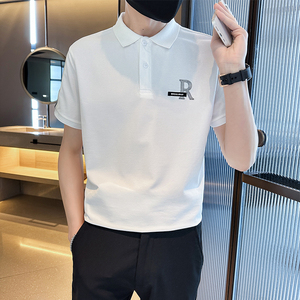 精神小伙夏季男士翻领polo衫短袖条纹修身t恤男C208-8876-特P48图片