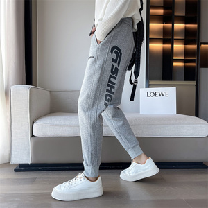 社会小伙秋季男士束脚运动裤时尚潮流印花卫裤男C203-6721-P68，男装休闲裤，电商C208