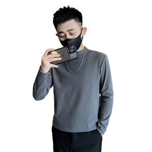 2025冬季男士新款打底衫半高领灰色长袖套头卫衣C203-8833-特P28图片