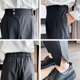 轻奢风抖音直播青年男士纯色直筒西裤黑色高腰长裤C203-6707-P58，男装西裤，电商C208