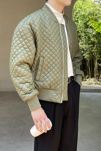 2025新款男士纯色短款棉夹克绿色休闲秋冬季羽绒棉服C203-1065P98图片
