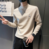 青年小伙冬季男生长袖套头针织衫潮牌刺绣打底毛衣C203-5293-P58，男装T恤，电商C208