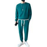 冬季青年男生潮牌卫衣卫裤套装纯色休闲套头两件套C203-6723R-P98，男装休闲裤，电商C208