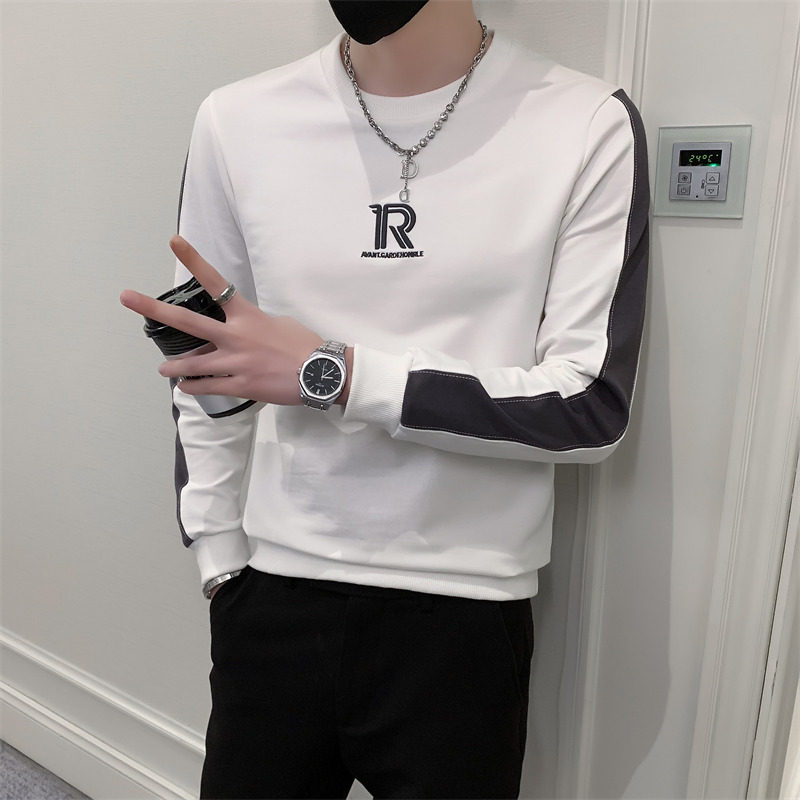 社会小伙春秋季男士圆领套头卫衣字母刺绣休闲上衣C203-5205-P58，男装卫衣，电商C208