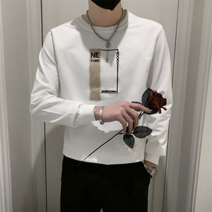 精神小伙春季男士圆领套头卫衣长袖修身刺绣上衣男C203-G5062-P48，男装卫衣，电商C208