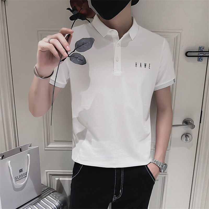 社会小伙夏季休闲Polo衫时尚潮流翻领印花短袖T恤男C203-8802-P58,男装T恤,电商C208