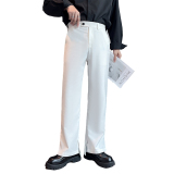 轻奢风男士薄款阔腿裤夏季白色时尚潮流冰丝休闲裤C203-6698-P58，男装休闲裤，电商C208