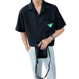 2026夏季男士新款短袖衬衫社会小伙纯色格子潮牌半袖上衣8819-P58，男装T恤，电商C208