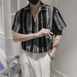 2026夏季男士短袖花衬衣精神小伙时尚潮流半袖上衣C203-8810-P58，男装T恤，电商C208