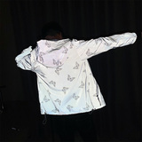 社会小伙春秋季男士修身连帽反光夹克蝴蝶烫金夜光外套C203-5071，男装夹克，电商C208