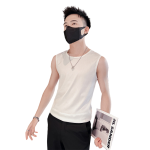 精神小伙夏季男士纯色休闲背心时尚运动潮牌无袖T恤C203-8832P28图片