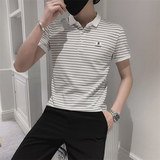 夏季男士条纹翻领Polo衫时尚休闲短袖修身T恤C203-8806-P58控78，男装T恤，电商C208