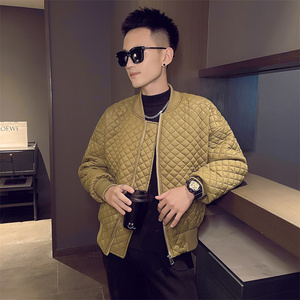 棒球服高街男冬季加厚菱形格子棉衣潮牌棉服外套1065图片