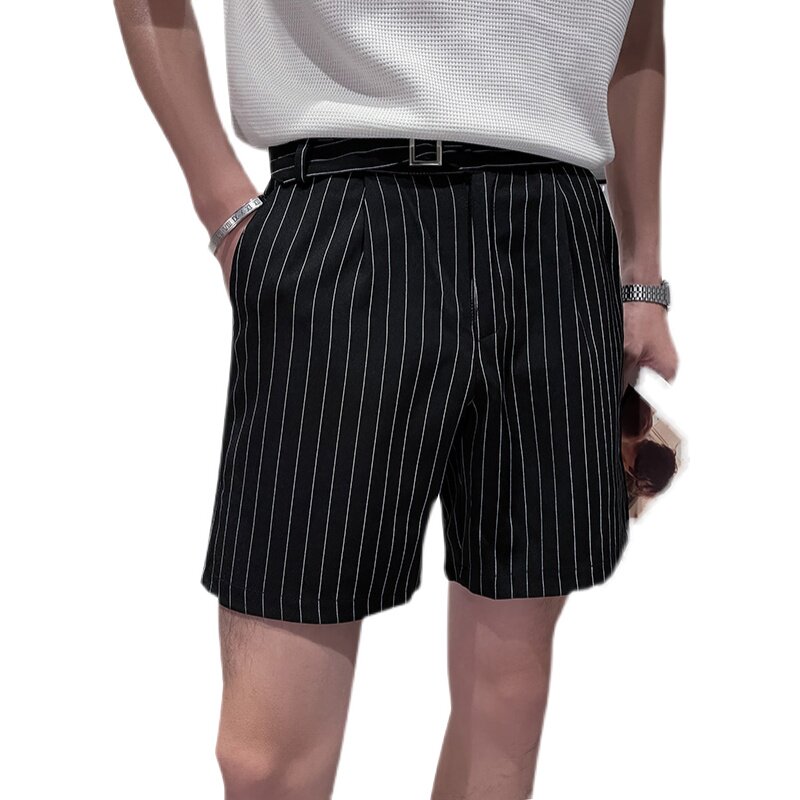 社会小伙夏季男士条纹休闲短裤时尚潮牌直筒五分裤C203-T22-P38,男装牛仔裤,电商C208
