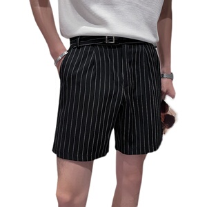 社会小伙夏季男士条纹休闲短裤时尚潮牌直筒五分裤C203-T22-P38图片