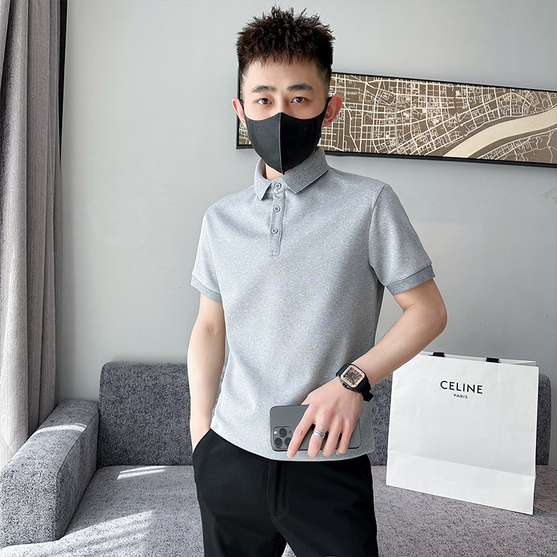 社会小伙夏季男士纯色polo衫翻领短袖t恤潮流体恤C208-8881-特P38,男装T恤,电商C208