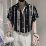 2026夏季男士短袖花衬衣精神小伙时尚潮流半袖上衣C203-8810-P58，男装T恤，电商C208