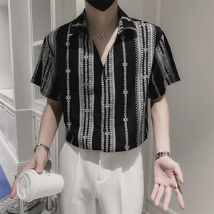 2026夏季男士短袖花衬衣精神小伙时尚潮流半袖上衣C203-8810-P58图片