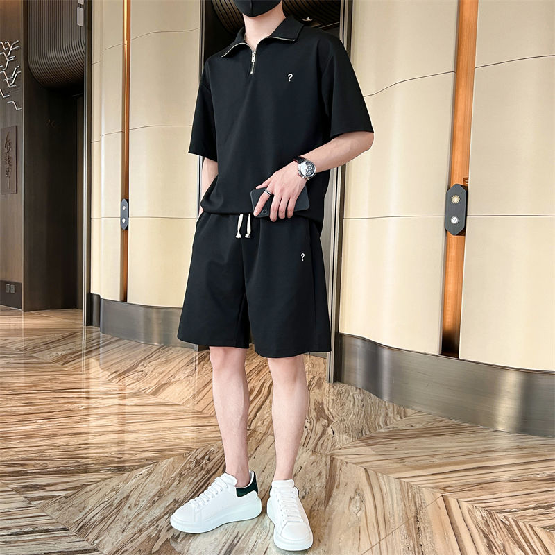社会小伙夏季青年男生短袖短裤薄款套装帅气潮流两件套C203-6695,男装牛仔裤,电商C208