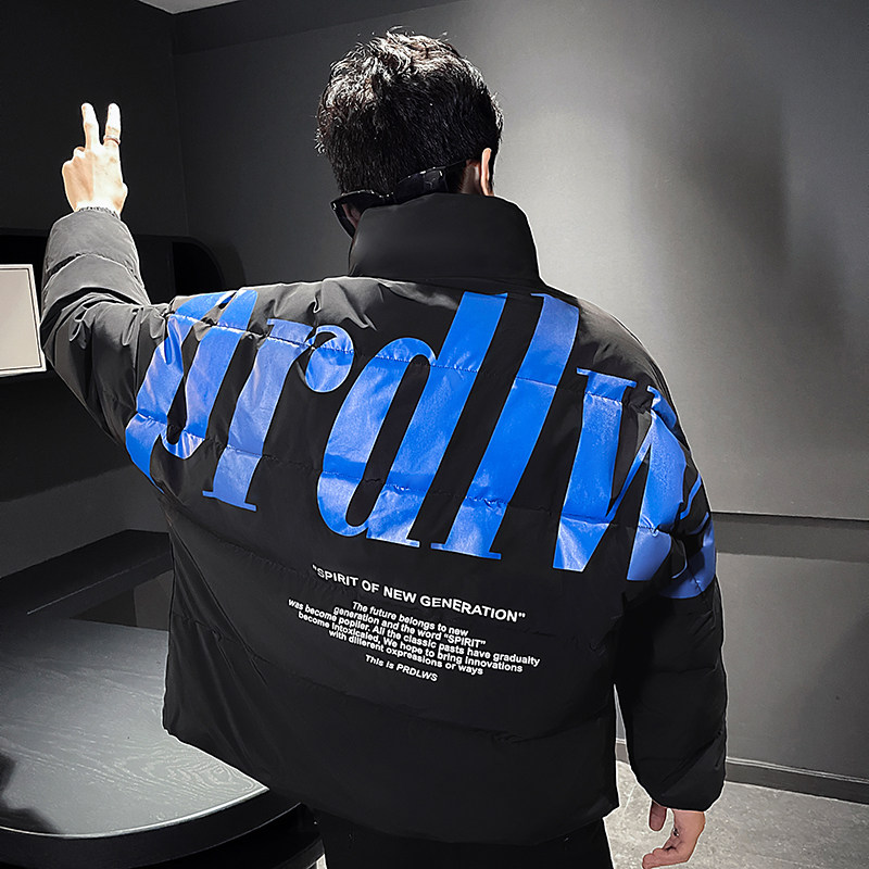 精神小伙冬季男士加厚保暖棉衣潮牌印花立领棉服男C203-1041-P118，男装棉衣，电商C208