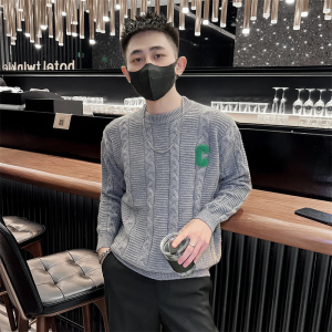 社会小伙秋冬季男士针织衫圆领套头线衣加厚保暖毛衣C203-8840P68图片