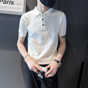 社会小伙夏季男士短袖t恤纯色修身潮流翻领polo衫C203-8868-特P48图片