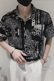 社会小伙夏季青年男士短袖衬衣夜店发型师帅气花衬衫C203-8811P58，男装T恤，电商C208
