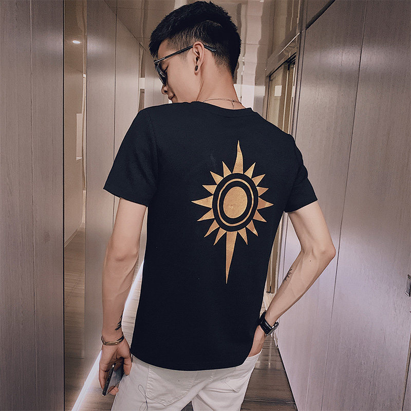 夏季社会小伙印花短袖T恤男韩版修身潮牌针织衫C203-5046-P38控58图片