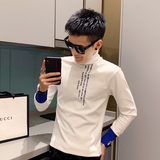 秋冬季男士高领打底衫时尚刺绣潮流长袖T恤男C203-3005，男装T恤，电商C208