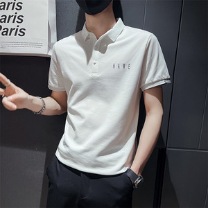 社会小伙夏季短袖印花T恤男时尚流行翻领修身Polo衫C203-8802-P58图片
