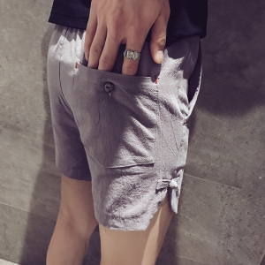 社会小伙夏季男士修身棉麻短裤时尚潮流休闲五分裤C203-6070特P20图片