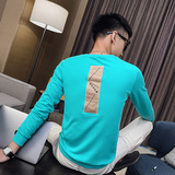 社会小伙春秋季男士潮牌卫衣时尚刺绣圆领修身针织衫5060-P45控68，男装针织衫/毛衣，电商C208