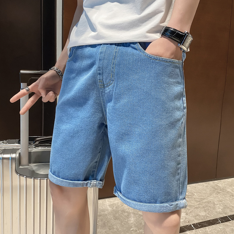 社会小伙夏季男士纯色牛仔短裤时尚潮流直筒五分裤C203-6001-P35，男装牛仔裤，电商C208