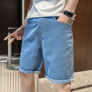 社会小伙夏季男士纯色牛仔短裤时尚潮流直筒五分裤C203-6001-P35，男装牛仔裤，电商C208