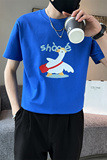 夏季新款男士蓝色印花短袖t恤2023圆领纯棉半袖体恤C203-8859-P38，男装T恤，电商C208